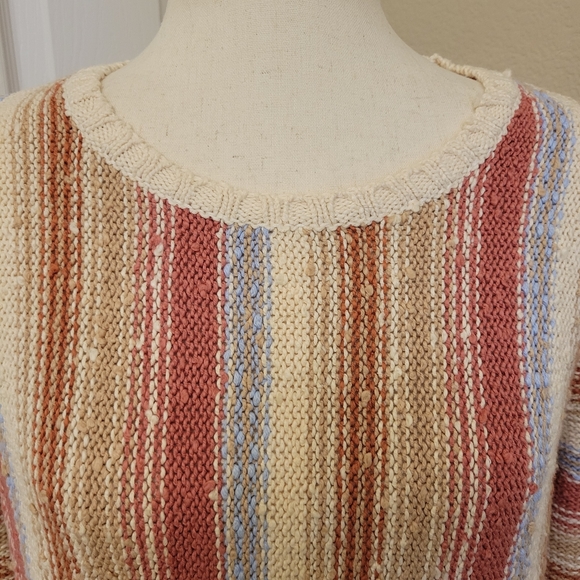 Coldwater Creek Stripe Knit Sweater Beachy Vibes Size PM - Picture 2 of 11